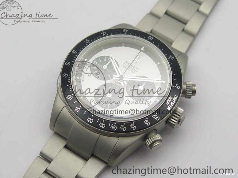 1225 Daytona Newman Sandblasted SS White Black Dial On SS Bracelet A Functional 3522